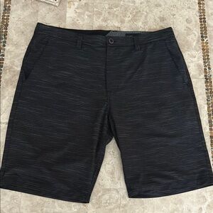 Volcom Men's Black Hybrid Flat Front Striped Casual Shorts size 36 /38‎